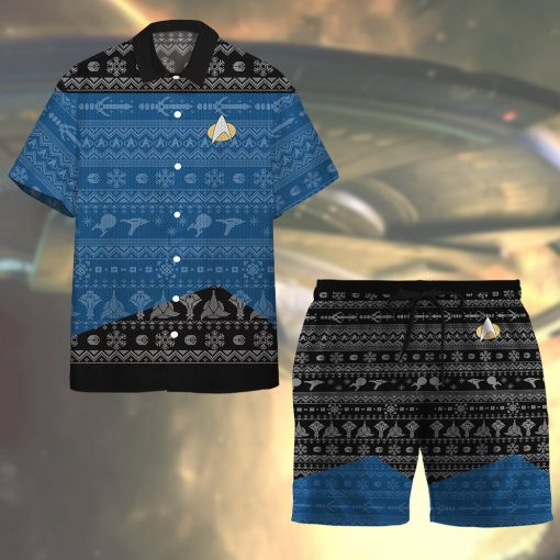 Gearhumans 3D S.T The Next Generation 1987 Blue Ugly Christmas Custom Men Shorts 4 Gearhumans 3D S.T The Next Generation 1987 Blue Ugly Christmas Custom Men Shorts - Image 4