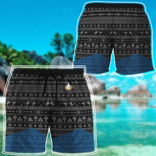Gearhumans 3D S.T The Next Generation 1987 Blue Ugly Christmas Custom Men Shorts 7 Gearhumans 3D S.T The Next Generation 1987 Blue Ugly Christmas Custom Men Shorts - Image 7