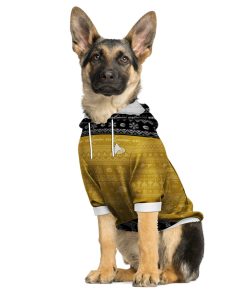 Gearhumans 3D S.T The Next Generation 1987 Yellow Ugly Christmas Custom Pet Hoodie