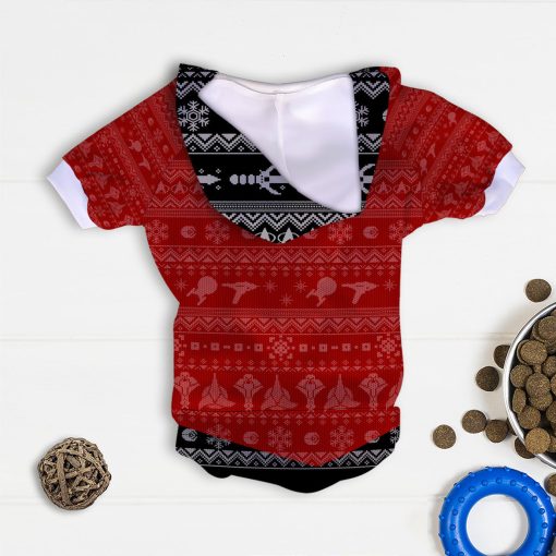 Gearhumans 3D S.T The Next Generation 1987 Red Ugly Christmas Custom Pet Hoodie - Image 4