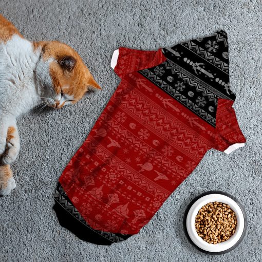 Gearhumans 3D S.T The Next Generation 1987 Red Ugly Christmas Custom Pet Hoodie - Image 5