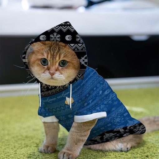 Gearhumans 3D S.T The Next Generation 1987 Blue Ugly Christmas Custom Pet Hoodie - Image 4