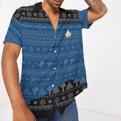 Gearhumans 3D S.T The Next Generation 1987 Blue Ugly Christmas Custom Hawaii Shirt