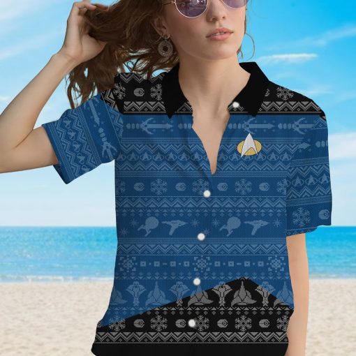 Gearhumans 3D S.T The Next Generation 1987 Blue Ugly Christmas Custom Hawaii Shirt
