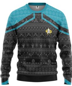 Gearhumans 3D S.T Picard 2020 Blue Ugly Christmas Custom Ugly Long Sleeve