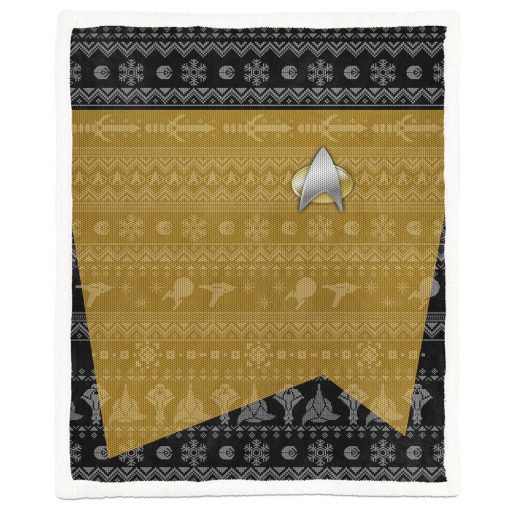 Gearhumans 3D S.T The Next Generation 1987 Yellow Ugly Christmas Custom Blanket