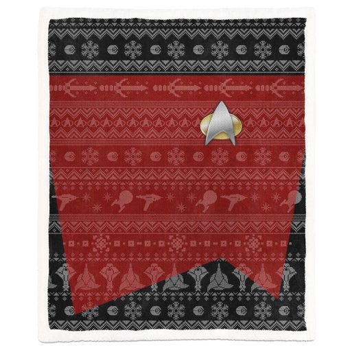 Gearhumans 3D S.T The Next Generation 1987 Red Ugly Christmas Custom Blanket