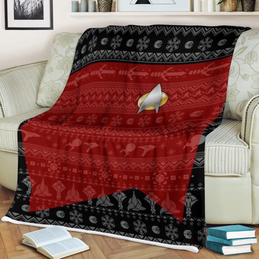 Gearhumans 3D S.T The Next Generation 1987 Red Ugly Christmas Custom Blanket