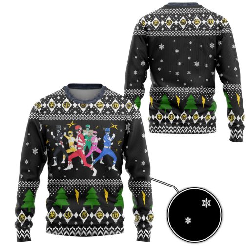 Gearhumans 3D Mighty Morphin Power Rangers Christmas Custom Ugly Sweater - Image 2