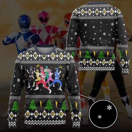 Gearhumans 3D Mighty Morphin Power Rangers Christmas Custom Ugly Sweater - Image 3