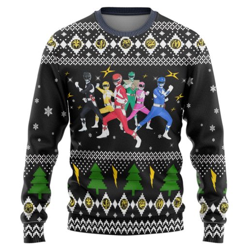 Gearhumans 3D Mighty Morphin Power Rangers Christmas Custom Ugly Sweater