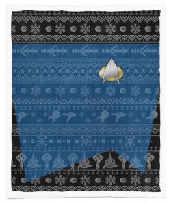 Gearhumans 3D S.T The Next Generation 1987 Blue Ugly Christmas Custom Blanket