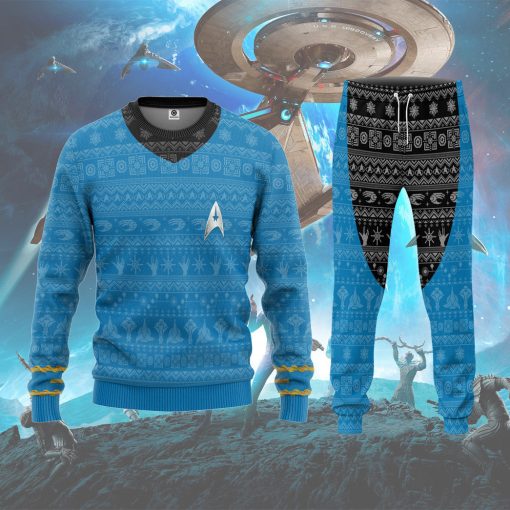 Gearhumans 3D S.T The Original Series 1966 1969 Blue Ugly Christmas Custom Ugly Long sleeve 9 Gearhumans 3D S.T The Original Series 1966 1969 Blue Ugly Christmas Custom Ugly Long sleeve - Image 8