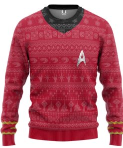 Gearhumans 3D S.T The Original Series 1966 1969 Red Ugly Christmas Custom Ugly Long sleeve