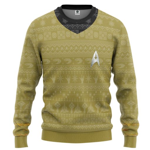 Gearhumans 3D S.T The Original Series 1966 1969 Yellow Ugly Christmas Custom Ugly Long sleeve