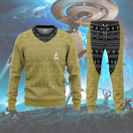 Gearhumans 3D S.T The Original Series 1966 1969 Yellow Ugly Christmas Custom Ugly Long sleeve - Image 6