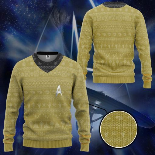 Gearhumans 3D S.T The Original Series 1966 1969 Yellow Ugly Christmas Custom Ugly Long sleeve - Image 5