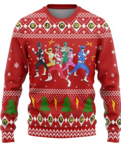 Gearhumans 3D Mighty Morphin Power Rangers Christmas Custom Ugly Long sleeve