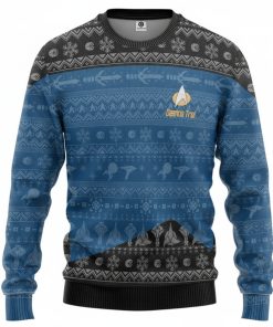 Gearhumans 3D S.T The Next Generation 1987 Blue Ugly Christmas Custom Name Ugly Long Sleeve