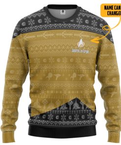 Gearhumans 3D S.T The Next Generation 1987 Yellow Ugly Christmas Custom Name Ugly Long Sleeve