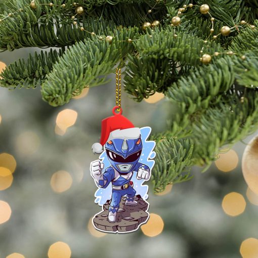 Gearhumans 3D Chibi Mighty Morphin Blue Power Ranger Custom Christmas Ornament - Image 5