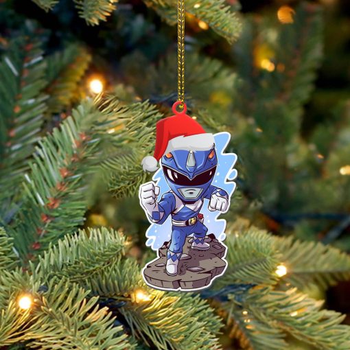 Gearhumans 3D Chibi Mighty Morphin Blue Power Ranger Custom Christmas Ornament - Image 4