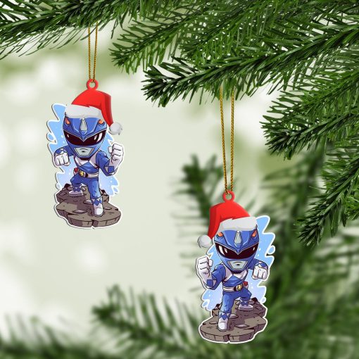 Gearhumans 3D Chibi Mighty Morphin Blue Power Ranger Custom Christmas Ornament - Image 2