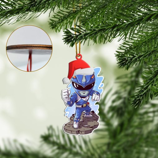 Gearhumans 3D Chibi Mighty Morphin Blue Power Ranger Custom Christmas Ornament - Image 3