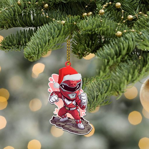Gearhumans 3D Chibi Mighty Morphin Red Power Ranger Custom Christmas Ornament