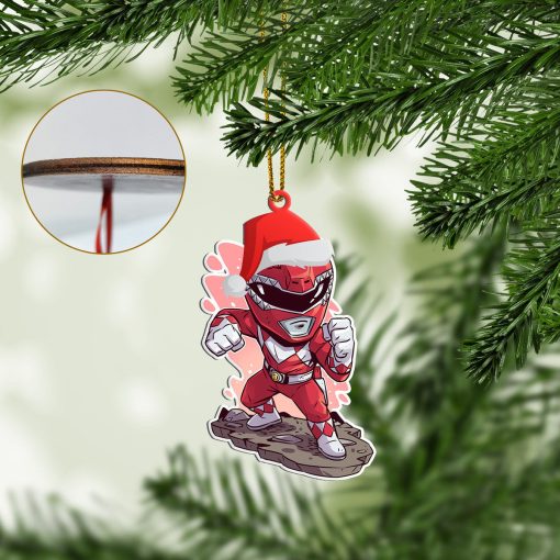 Gearhumans 3D Chibi Mighty Morphin Red Power Ranger Custom Christmas Ornament
