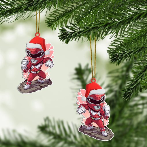 Gearhumans 3D Chibi Mighty Morphin Red Power Ranger Custom Christmas Ornament