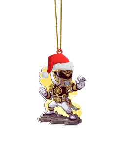 Gearhumans 3D Chibi Mighty Morphin White Power Ranger Custom Christmas Ornament