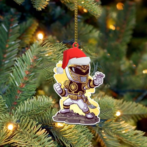 Gearhumans 3D Chibi Mighty Morphin White Power Ranger Custom Christmas Ornament - Image 3