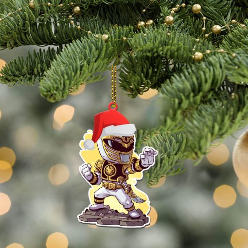 Gearhumans 3D Chibi Mighty Morphin White Power Ranger Custom Christmas Ornament - Image 2