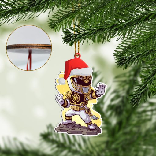 Gearhumans 3D Chibi Mighty Morphin White Power Ranger Custom Christmas Ornament - Image 4