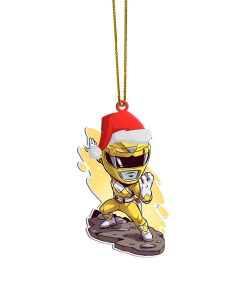 Gearhumans 3D Chibi Mighty Morphin Yellow Power Ranger Custom Christmas Ornament