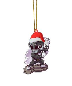 Gearhumans 3D Chibi Mighty Morphin Black Power Ranger Custom Christmas Ornament