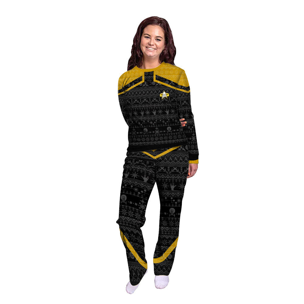 Gearhumans 3D S.T Picard 2020 Yellow Ugly Christmas Custom Pajamas Set 3 Gearhumans 3D S.T Picard 2020 Yellow Ugly Christmas Custom Pajamas Set - Image 3