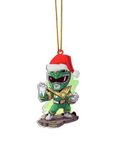 Gearhumans 3D Chibi Mighty Morphin Green Power Ranger Custom Christmas Ornament