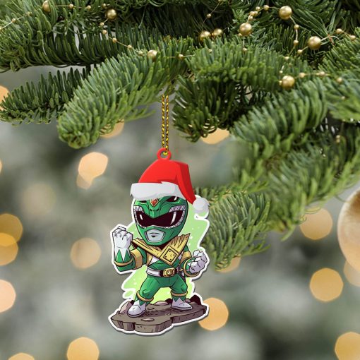 Gearhumans 3D Chibi Mighty Morphin Green Power Ranger Custom Christmas Ornament 3 Gearhumans 3D Chibi Mighty Morphin Green Power Ranger Custom Christmas Ornament - Image 3