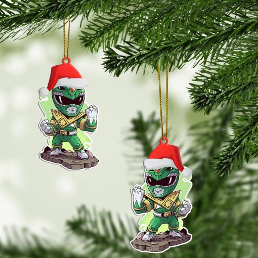 Gearhumans 3D Chibi Mighty Morphin Green Power Ranger Custom Christmas Ornament 5 Gearhumans 3D Chibi Mighty Morphin Green Power Ranger Custom Christmas Ornament - Image 5
