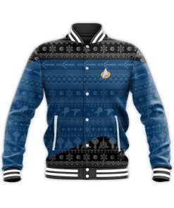 Gearhumans 3D S.T The Next Generation 1987 Blue Ugly Christmas Custom Name Baseball Jacket