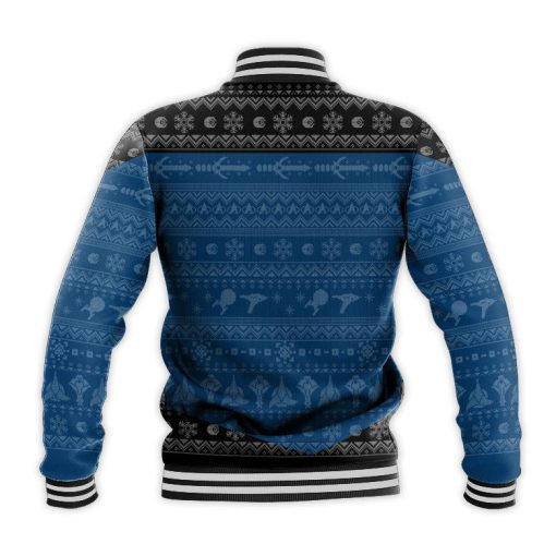 Gearhumans 3D S.T The Next Generation 1987 Blue Ugly Christmas Custom Name Baseball Jacket - Image 3