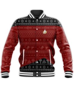 Gearhumans 3D S.T The Next Generation 1987 Red Ugly Christmas Custom Name Baseball Jacket