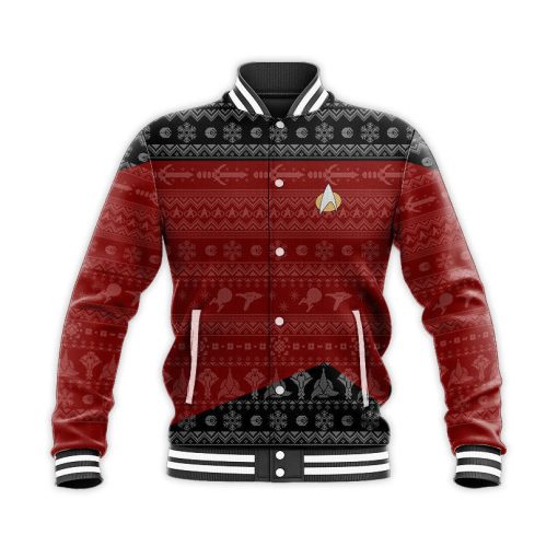 Gearhumans 3D S.T The Next Generation 1987 Red Ugly Christmas Custom Name Baseball Jacket