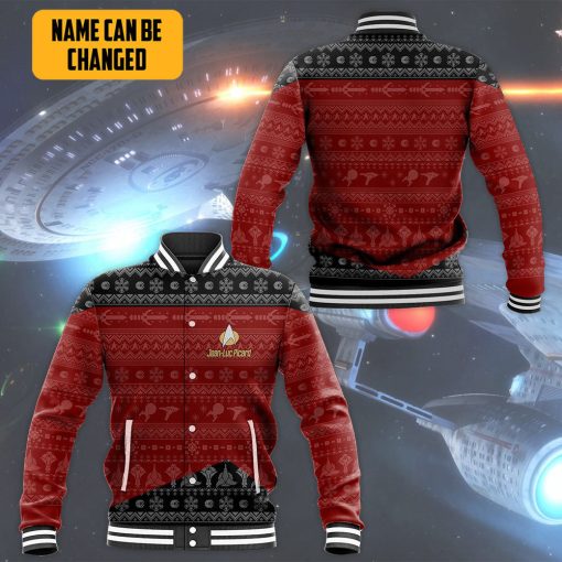 Gearhumans 3D S.T The Next Generation 1987 Red Ugly Christmas Custom Name Baseball Jacket
