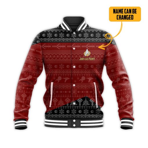Gearhumans 3D S.T The Next Generation 1987 Red Ugly Christmas Custom Name Baseball Jacket