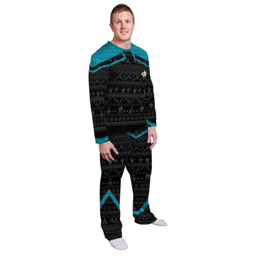 Gearhumans 3D S.T Picard 2020 Blue Ugly Christmas CustomPajamas Set 3 Gearhumans 3D S.T Picard 2020 Blue Ugly Christmas CustomPajamas Set - Image 3