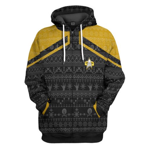 Gearhumans 3D S.T Picard 2020 Yellow Ugly Christmas Custom Hoodie Tshirt Apparel - Image 4