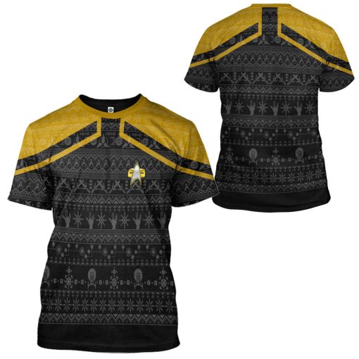 Gearhumans 3D S.T Picard 2020 Yellow Ugly Christmas Custom Hoodie Tshirt Apparel - Image 5